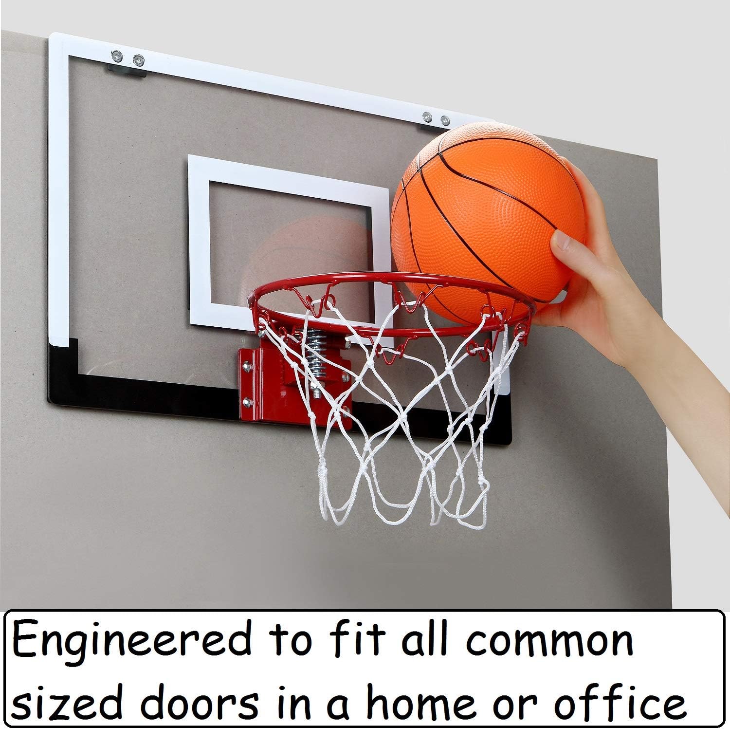 Door Hanging Mini Basketball Hoop - Win SPORTS with Breakaway Steel Rim, Includes 5” Mini basketballs and Hand Pump with Needle (18x12 inches) : Sports & Outdoors