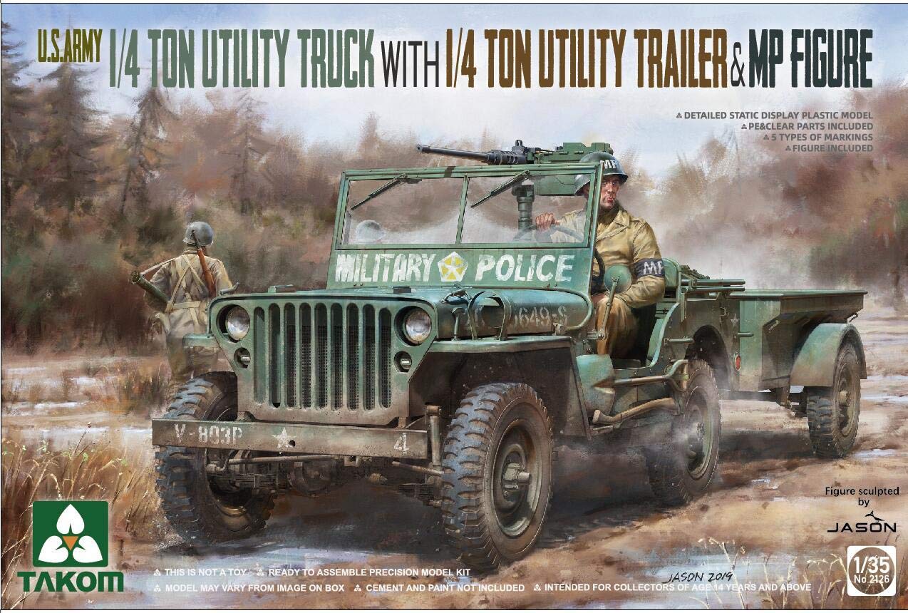 TAKOM TAK2126 2126 1/35 Jeep + Trailer & MP Figure
