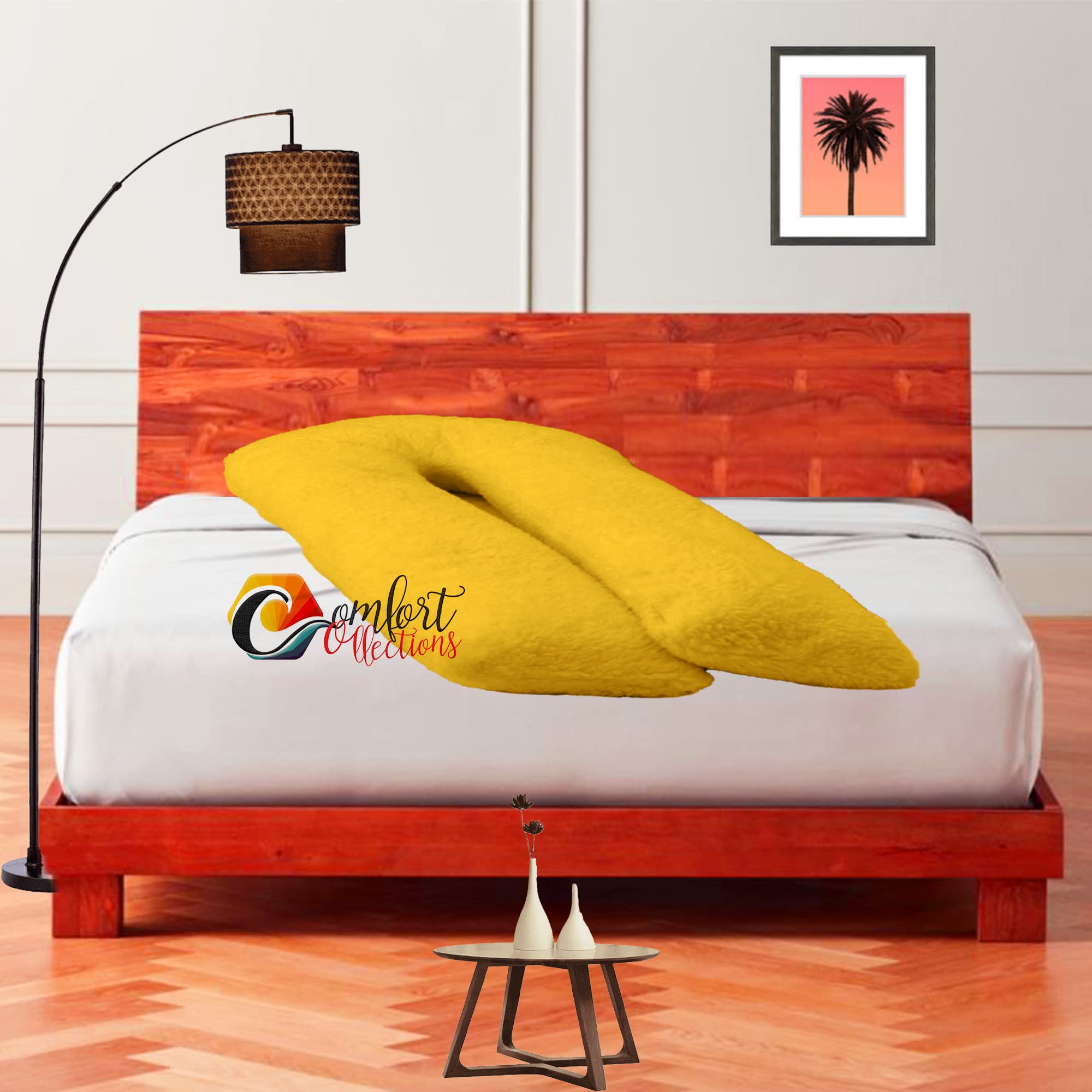 Teddy Fleece Full Body 9FT U Shaped Orthopaedic Pillowcase Cover With Zip Maternity Nursing Pregnancy Super Soft Snug Cuddles 9 Feet Pillowcase U Cover Ochre 75cm x 135cm Approximate