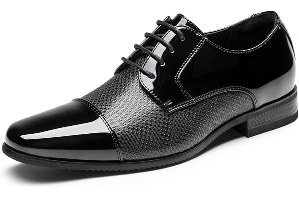 Bruno Marc Men's Tuxedo Shoes Dress Patent Leather Oxfords | Cap Toe,Lace Up,Prom,Business Dinners,Wedding,Formal,Abrasion Re