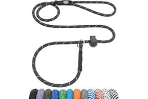 Hiado Slip Lead Dog Leash Reflective with Stopper Loop Rope Training No Pull for Small Medium Large Dogs 5ft Black