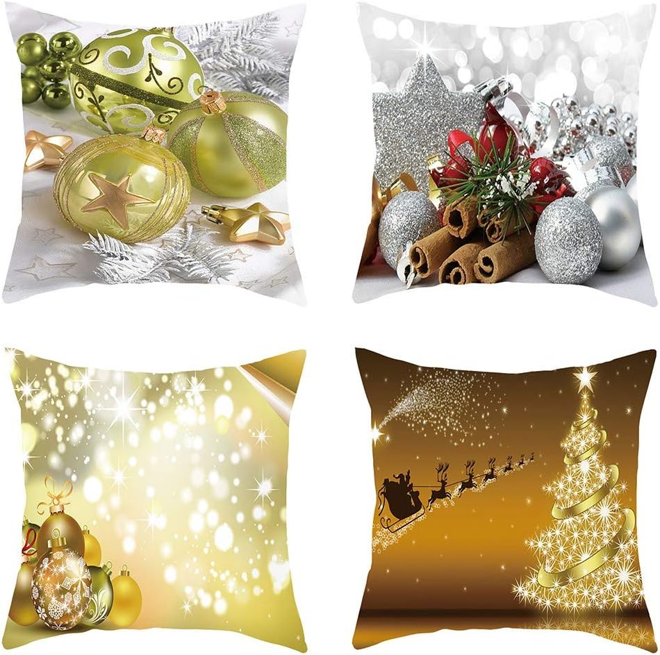Amazon Com Winsummer Set Of 4 Christmas Throw Pillow Covers 18x18