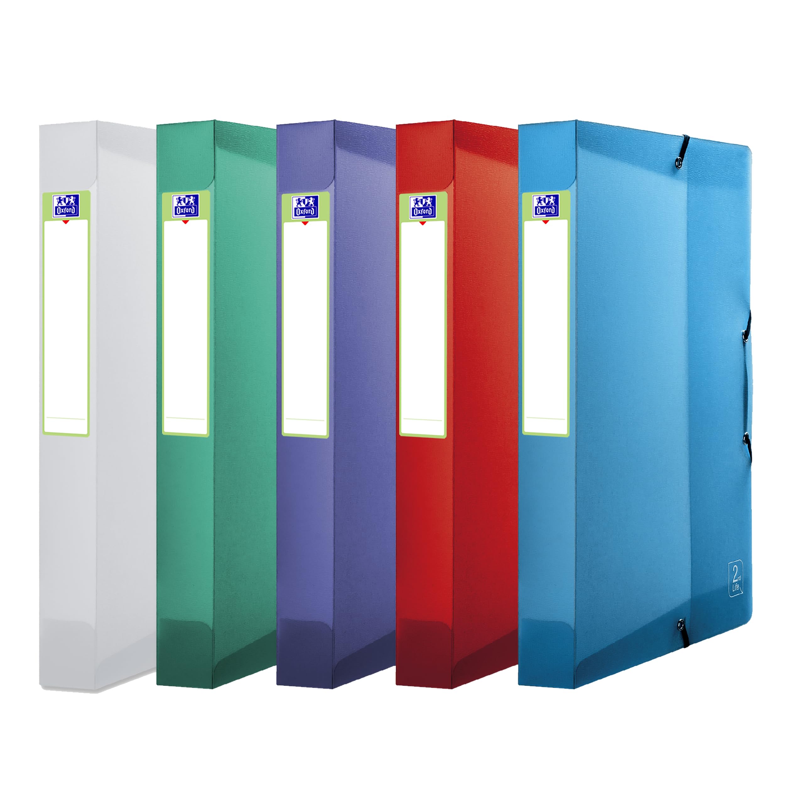 Oxford 2Nd Life Standard Capacity Box 24 x 32 cm Spine 40 mm with Elastic Polypropylene Cover Assorted Colours Assorted Colours: Colourless, Blue, Green, Purple, Red