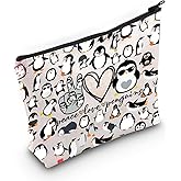 LEVLO Funny Penguins Cosmetic Make up Bag Animal Lover Gift Peace Love Penguins Makeup Zipper Pouch Bag Penguins Lover Gift For Women (Peace Penguins Full)