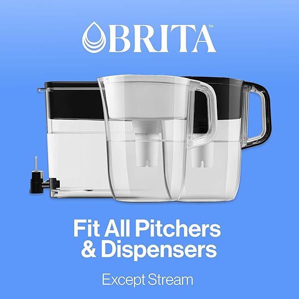 BRITA STANDARD WATER FILTER FOR PITCHERS AND DISPENSERS, REDUCES COPPER, CADMIUM AND MERCURY IMPURITIES, LASTS TWO MONTHS OR 40 GALLONS, INCLUDES 6 FILTERS FOR PITCHERS
