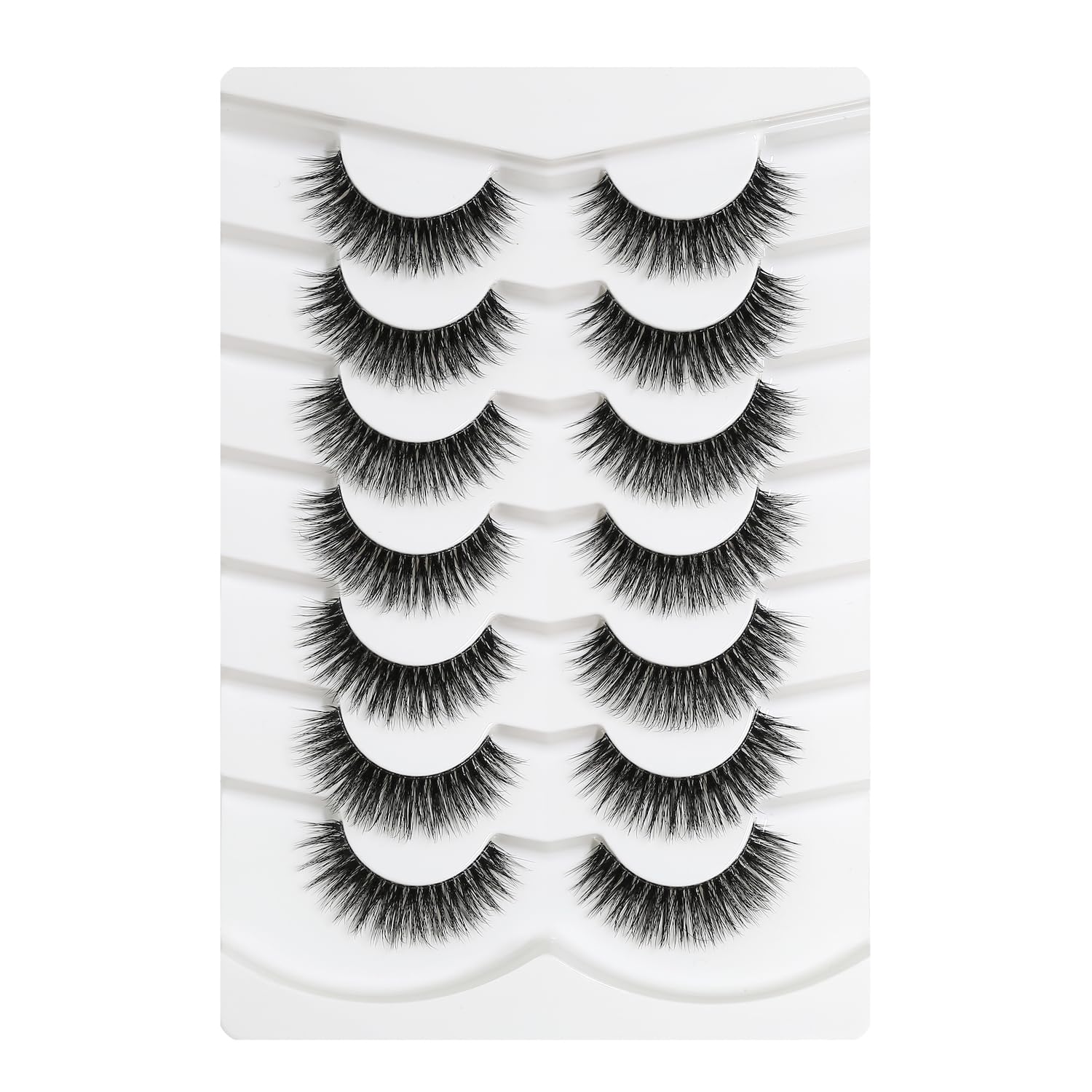 3D Clear Band False EyeLashes Soft Faux Mink Lashes Wispy Fluffy Eyelashes Natural Cat Eye Short Reusable 7 Pairs Happy Heartbeat (No.207) — image 1