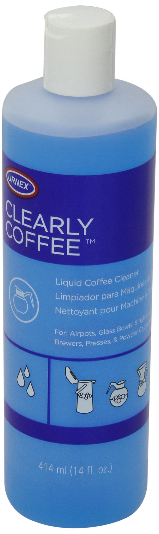 Urnex Clearly Coffee Pot Cleaner 14 Ounce (Made in the USA) French