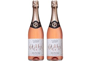 Thomson & Scott Noughty Sparkling Rosé, Alcohol Free, Dealcoholized Non Alcoholic Wine, Light Body, Medium Sweetness, Low Acidity, Organic, Low-Sugar, Halal, 0% ABV, 750ml Bottle, 2 Pack