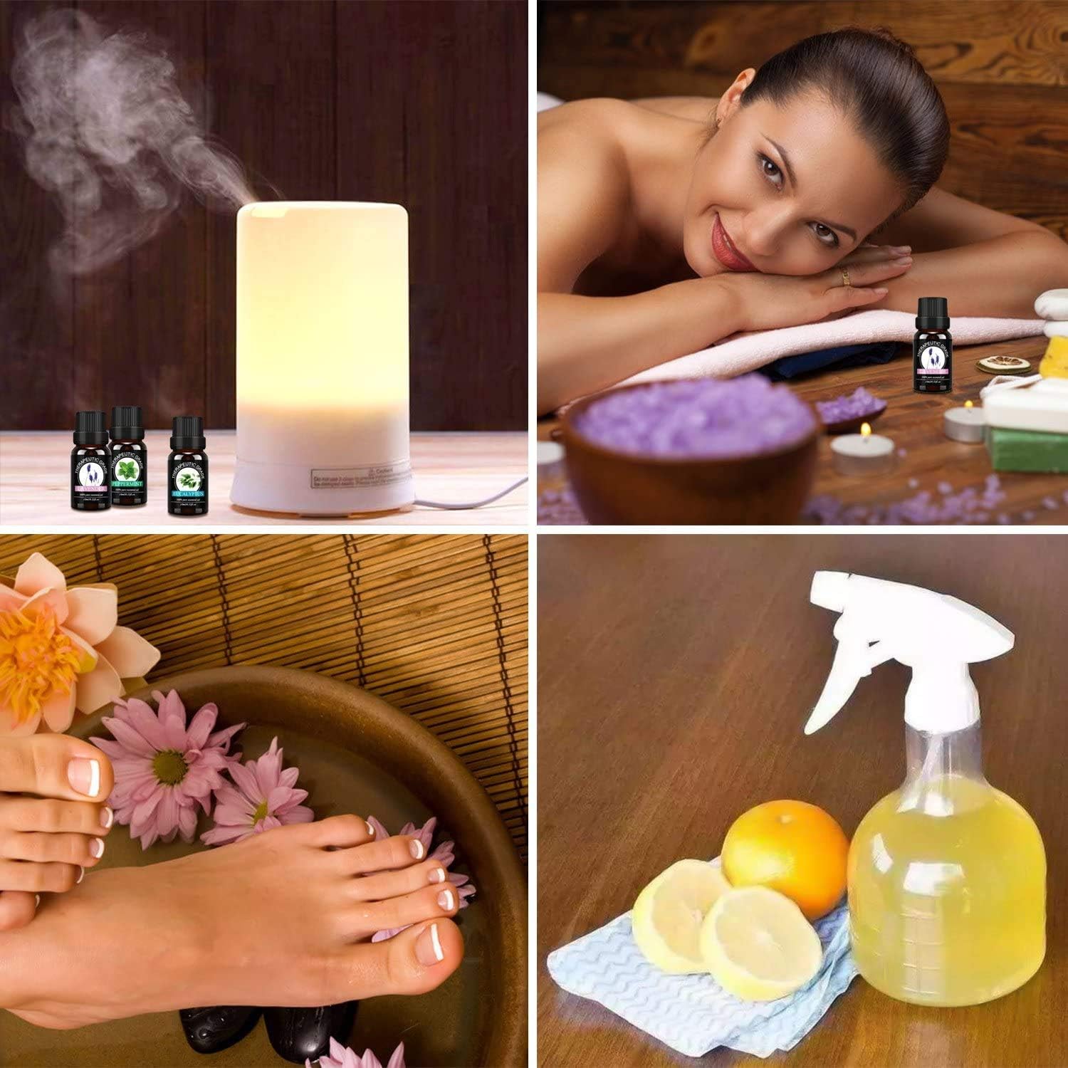 Essential Oils Top 6 Gift Set - Aromatherapy Diffuser Blends Oils for Humidifier, Breathe, Sleep, Skin & Hair Care, Muscle Relief, Anxiety Relief - New Model: Health & Personal Care