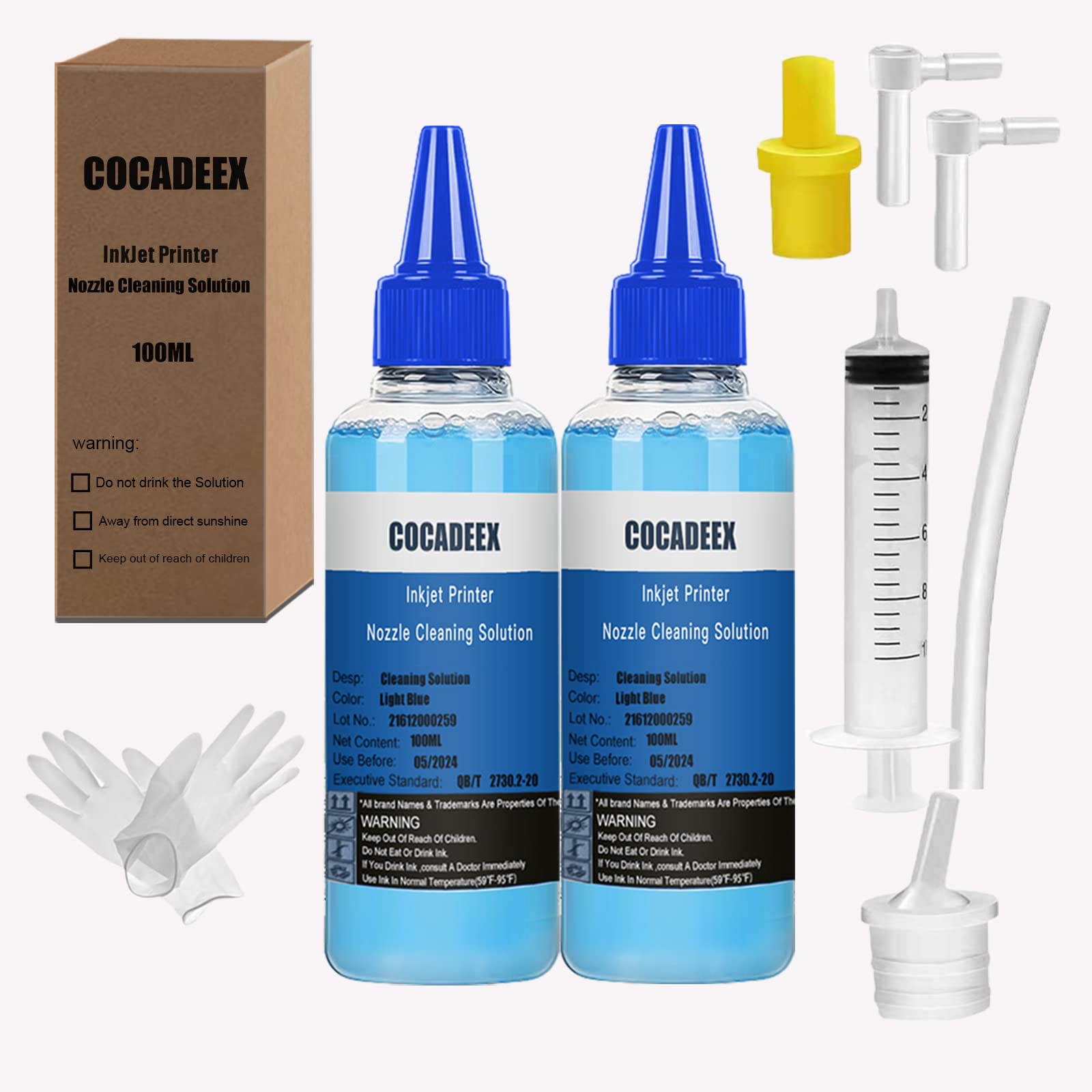 COCADEEX Printhead Cleaner Kit Compatible with Epson Canon Hp Brother Lexmark Inkjet Printers - 200ml Printer Nozzle Cleaning Fluid (2)