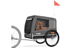 Tiggo Veelar Sports Large Pet Bike Trailer for Medium or Large Sized Dog or Multiple Small Dogs, Foldding Frame Bicycle Carrier Up to 78 LBS Parking Brakes,Low Center of Gravity
