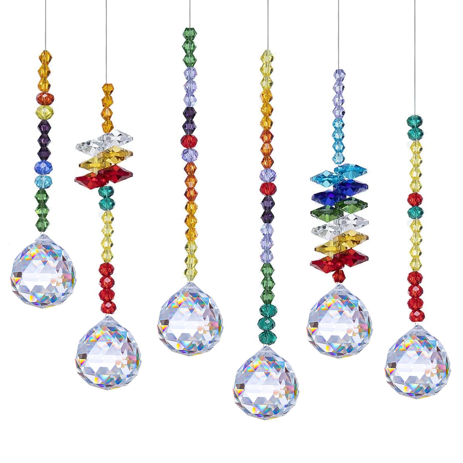 ToBeIT 6 x crystal sun catchers, magic light reflections, decorative pendants, DIY (30 mm)