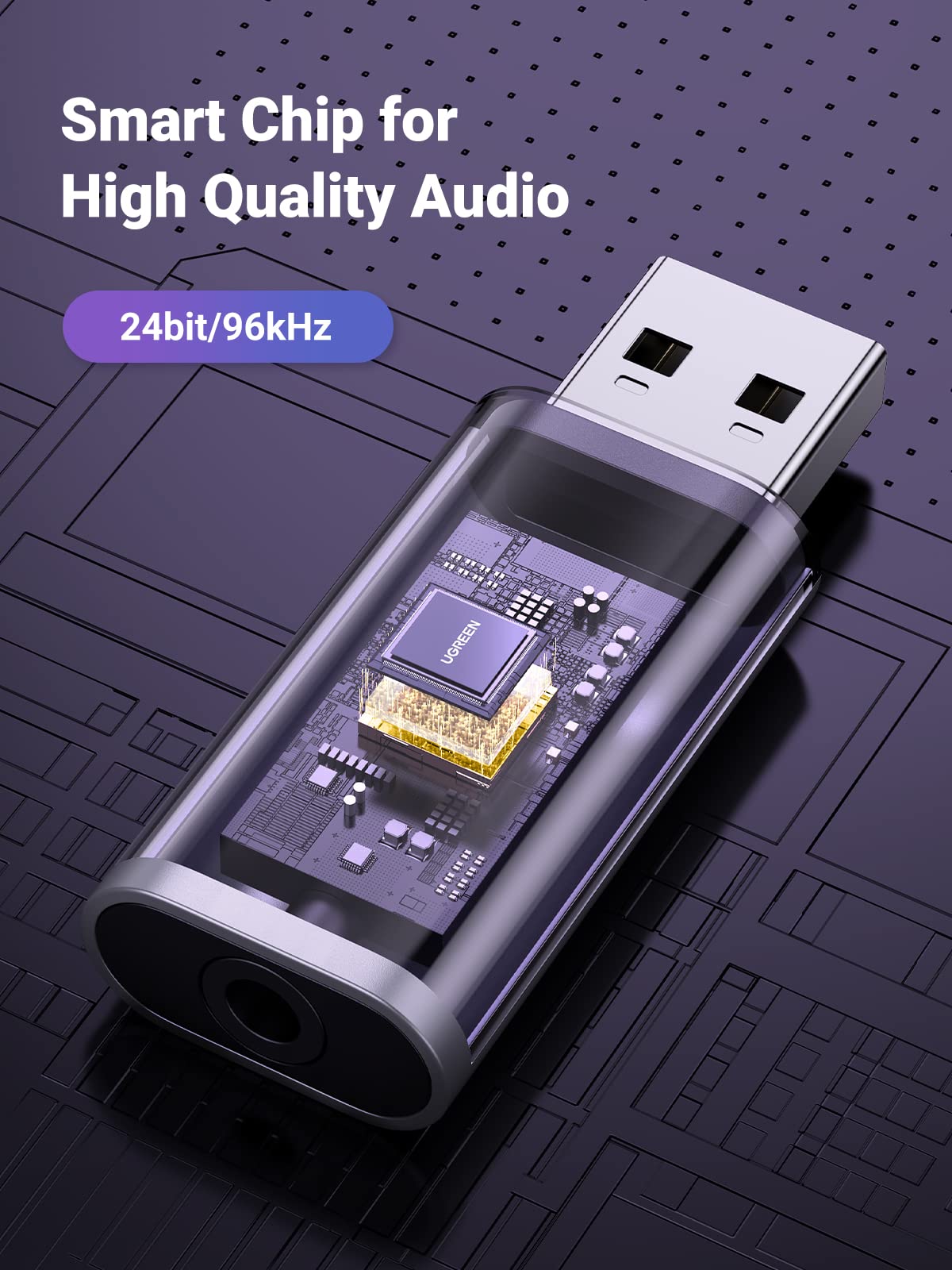 UGREEN USB to Audio Jack USB External Sound Card 3.5mm Audio Adapter 2 in 1 USB A to Aux TRRS Headphone Adapter Microphone Stereo Jack Aluminum Compatible with PS5 PC Windows Mac Linux Laptop Desktop