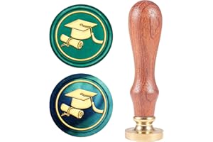 CRASPIRE Wax Seal Stamp Graduation Cap Wax Sealing Stamps Graduation Hat Retro Wood Stamp Removable Brass Seal Wood Handle for Wedding Invitations Embellishment Bottle Decoration Gift Packing