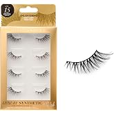 Lilly Lashes Luxury Synthetic Half Lashes (Pack of 4), False Eyelashes, Natural Looking Wispy Lash Strips, Multi-Pack Reusable Up To 15x, Eyelash Glue not Included (Enlightening)