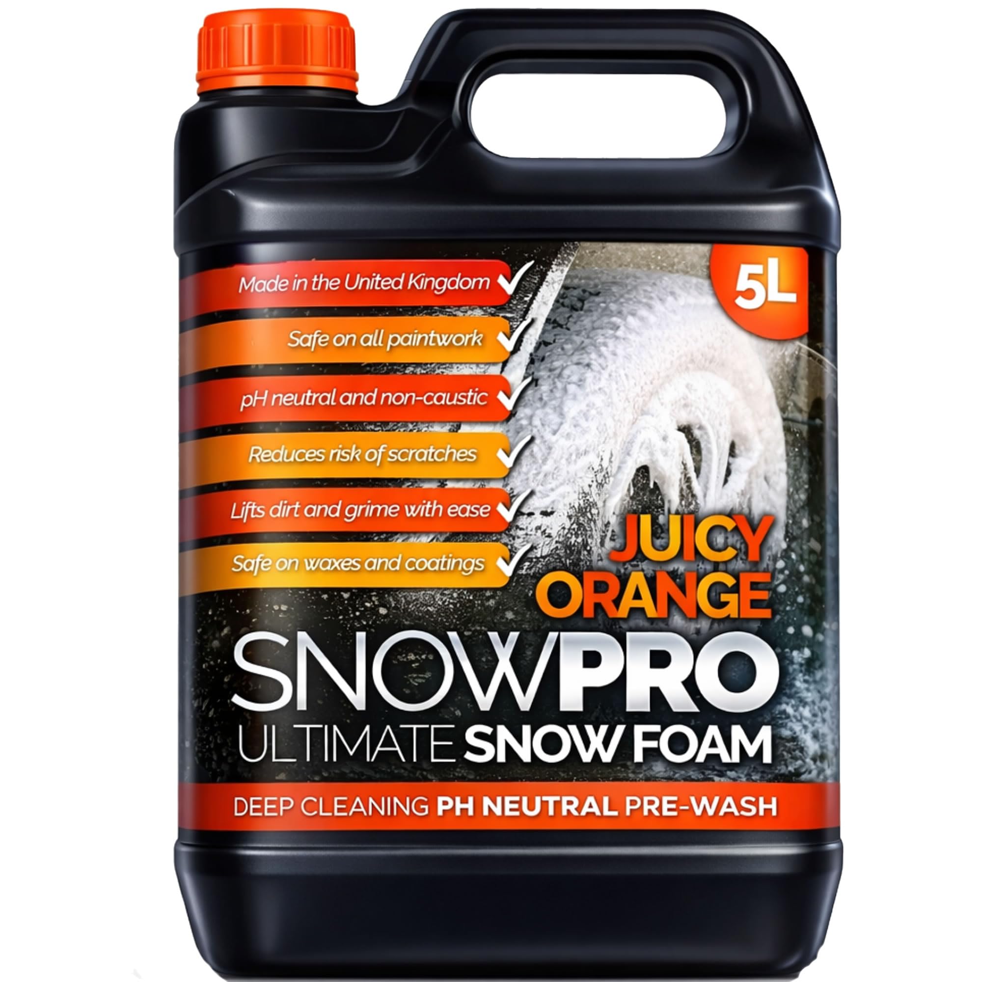 SnowPro Snow Foam Shampoo Car Wash Soap 5L pH Neutral Vehicle Cleaning Detailing Pre Wash Orange Fragrance