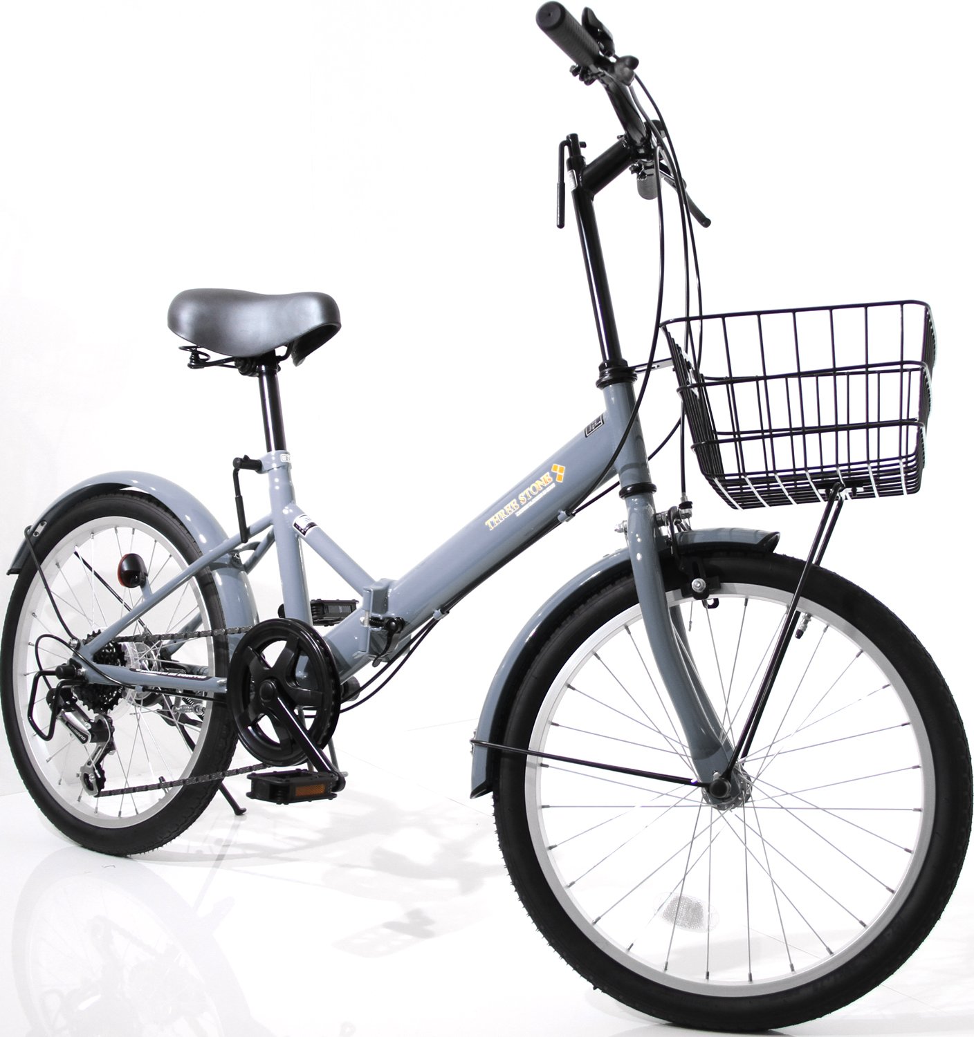 激安先着 折りたたみ自転車 ミニベロ 折り畳み自転車 軽快車 自転車 シマノ外装6段ギア B07d4bvj1b インチ カゴ付 グレー ワイヤーロック錠フロントledライト付属 Aj 08 T 折りたたみ自転車 日本人気超絶の Www Aiq Aiq Com Mx