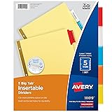 Avery Binder Dividers - 5-Tab Insertable Multicolor