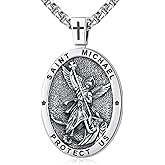 LOOVE Patron Saint Medals Amulet Necklace 925 Sterling Silver Protection Jewelry for Men Women with 20"/22"+2" Rolo Chain