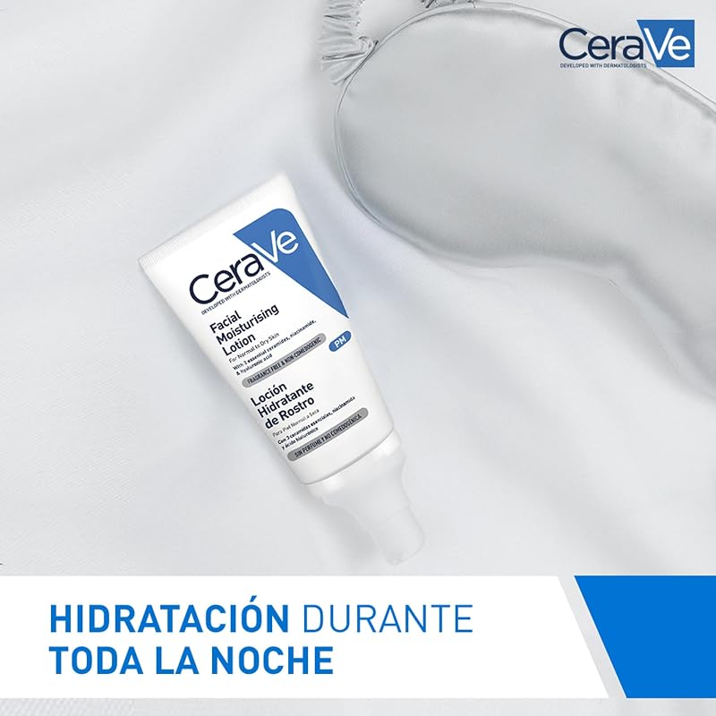 , Cerave Loción Hidratante de Rostro, Crema hidratante noche, 52 ml