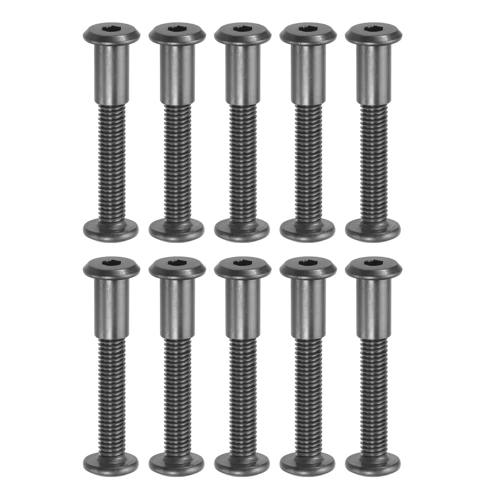 PATIKIL M8 x 35 mm Hex Chicago Screws, 10 Set Binding Screw Posts Connecting Hex Drive Socket Cap Bolt Nuts for Scrapbook Leather Belt Album Photo Furniture Repair, Black