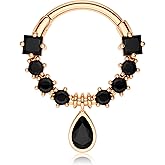 Melighting 16G Septum Jewelry Teardrop Dangle Septum Rings Women 316L Stainless Steel Clear CZ Daith Earrings Helix Earrings Cartilage Tragus Earring Piercing Jewelry for Men