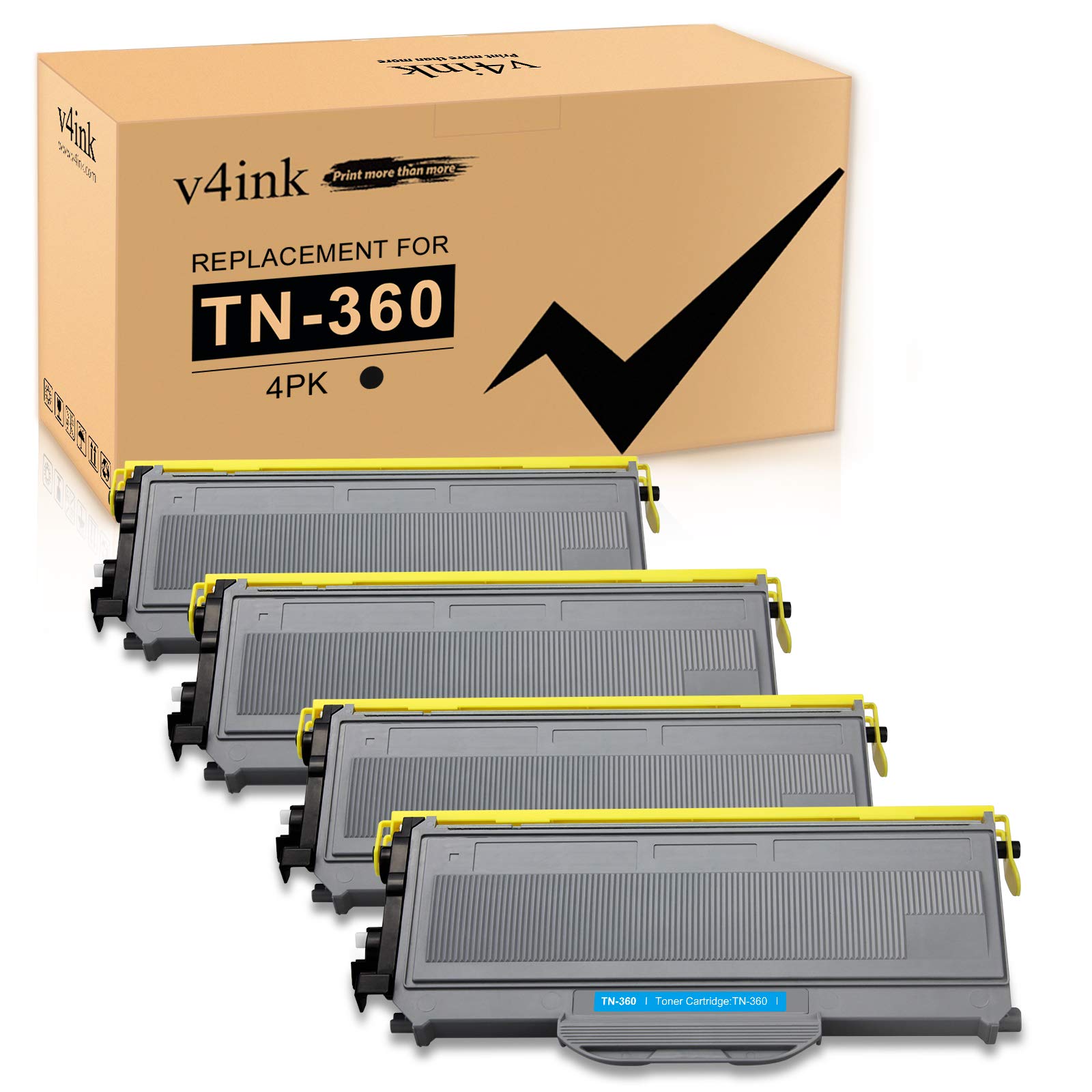 Photo 1 of v4ink Compatible Toner Cartridge Replacement for Brother TN360 TN330 Work with HL-2140 HL-2170W DCP-7030 DCP-7040 MFC-7340 MFC-7345N MFC-7440N MFC-7840W Printer, 4-Pack