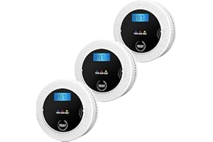 JNHCD 3 Pack Smoke and Carbon Monoxide detectors Powered by Batteries, with Digital Display, Smoke and Carbon Dioxide Dual Alarm sensors, Easy to Install Black