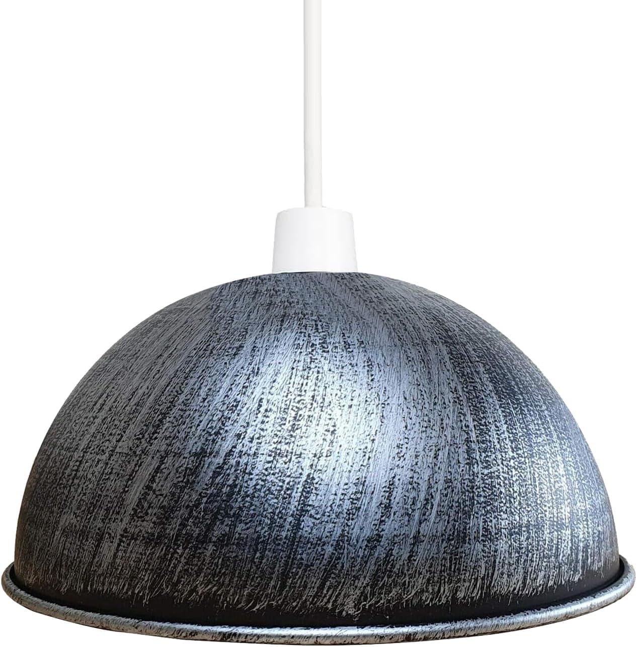 LEDSone White Metal Ceiling Lamp Shade Easy Fit Light Pendant Modern Ceiling Lighting Shade for Bedroom Office Restaurant Industrial Replacement Light Shade Ceiling Pendant (Brushed Silver)