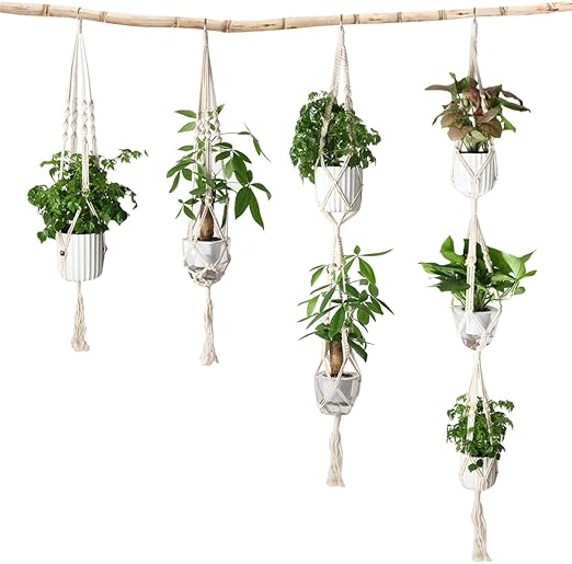 Eloka 4 Pack Macrame Plant Hangers Different Tiers Handmade