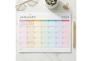 ZICOTO Colorful 2026 Desk Calendar - Runs From January 2026 Until July 2027 - Large Easy to Track Office Desktop/Wall Calendar 16"x12" for Effortless Organizing