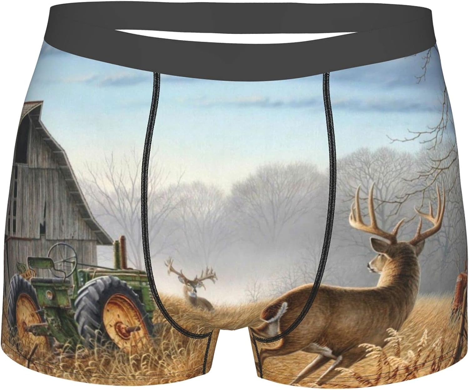 Deer Hunting Tractors Animal Men'S Boxer Briefs Shorts Leg Underwear S