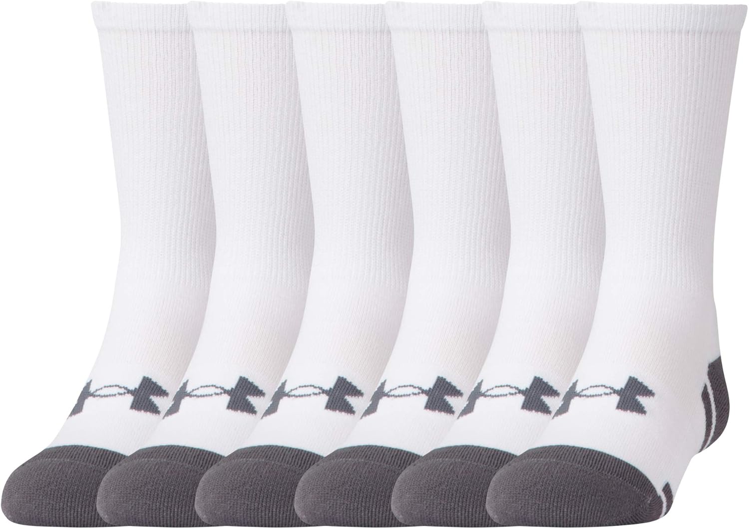 Under Armour Youth Resistor 3.0 Crew Socks , Black/Graphite (6-Pairs) , Shoe Size: Youth 13.5K-4Y: Clothing