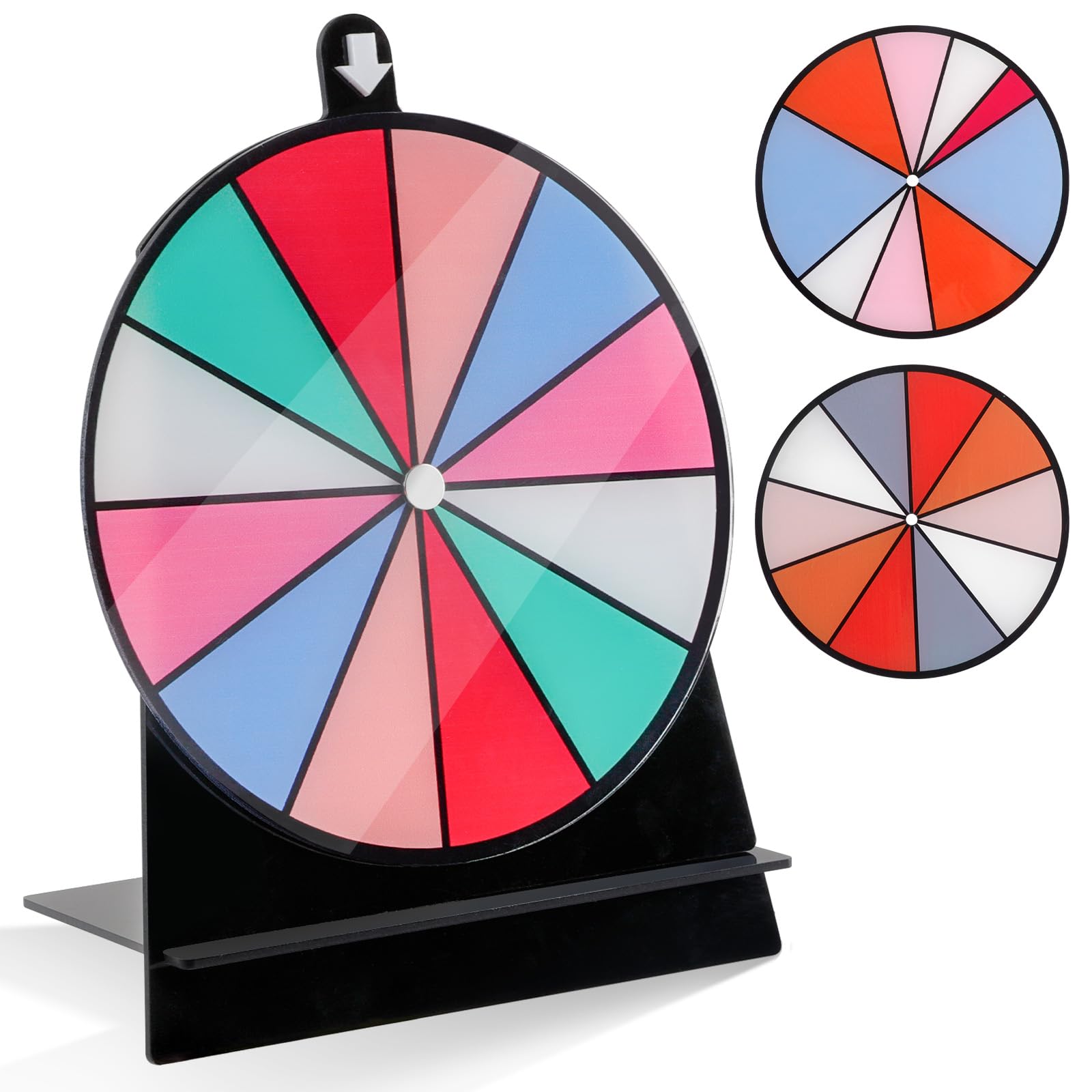 Photo 1 of 6" Spinning Prize Wheel, 3 Pcs Heavy Duty Spinning Wheel for Prizes with Stand - 9, 10, 12 Slots Color Tabletop Roulette Spinner Wheel of Fortune Spinning Game for Carnival, Tradeshow, Classroom