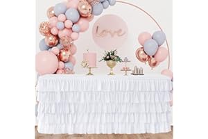 JEVIX White Tulle Table Skirt 6ft Tutu Table Skirt For Rectangle Table Birthday Party Decorations Baby Shower Girls Parties Cake Dessert Table Decorations Ruffle Table Skirting