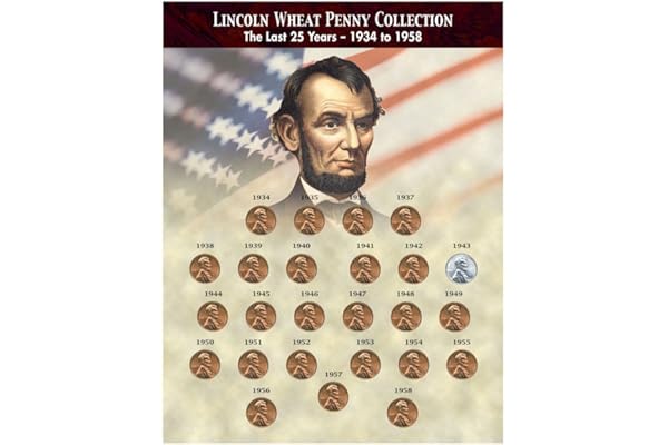 American Coin Treasures The Last 25 Years of Lincoln Wheat Penny Collection (1934-1958) Genuine United States One Cent Coinage