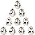 Choupee Sew On Rhinestone Tear Drop Crystal Rhinestones in Gold Setting 48 Pcs (White, 13 X 18 MM)