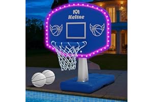 LED Pool Basketball Hoop Poolside, Large Solar Powered Basketball Hoop for Pool, Swimming Pool Basketball Game Toys with Leng
