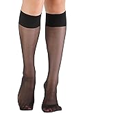 Paralinda 6 Pairs Women's Sheer Knee High Stockings with Comfort Top