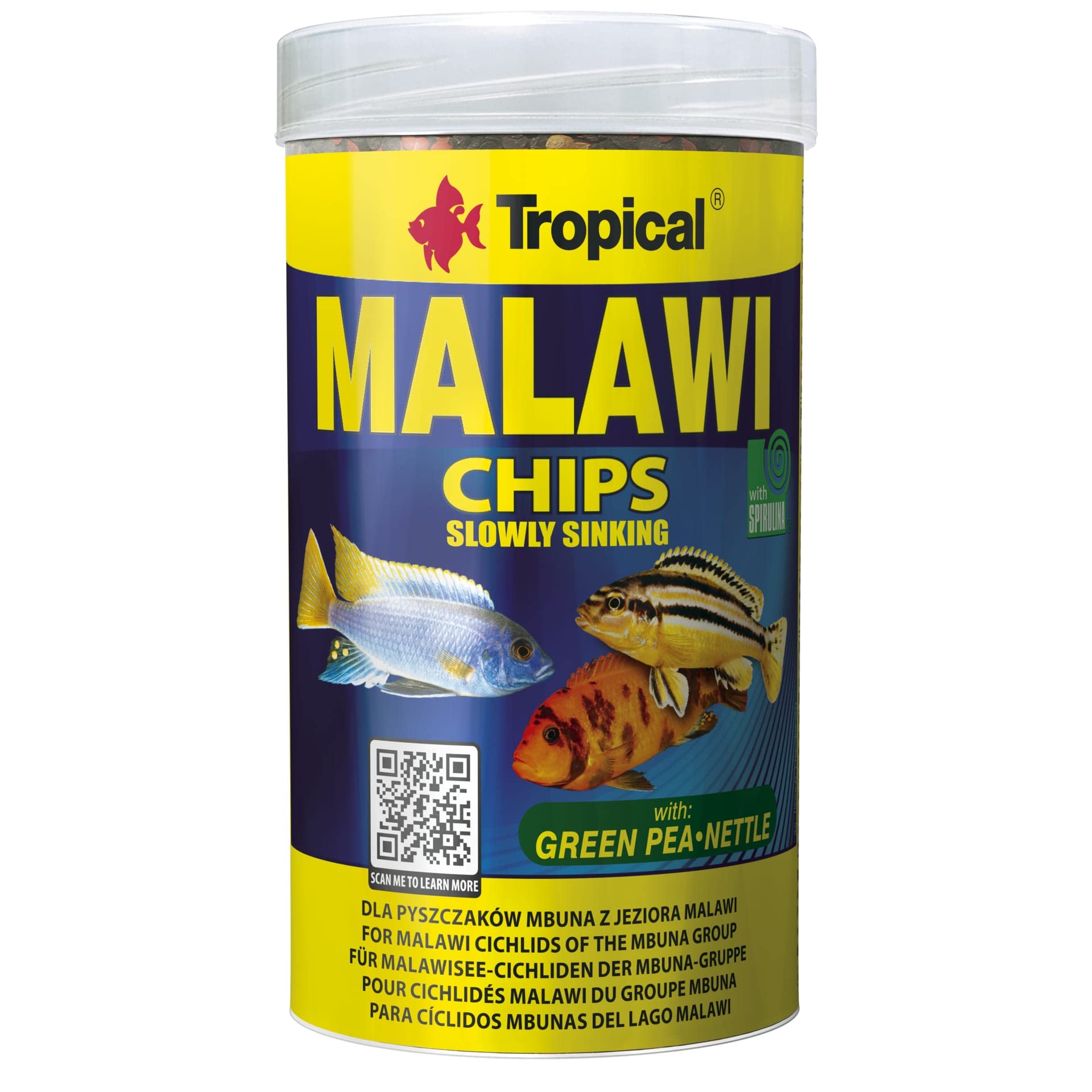 Tropical Malawi Mbuna Chips Special for Malawi slowly sinking - Multi-ingredient food for daily feeding 250ml/130g