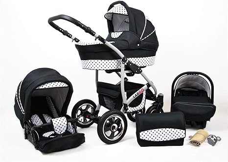 black and white pram
