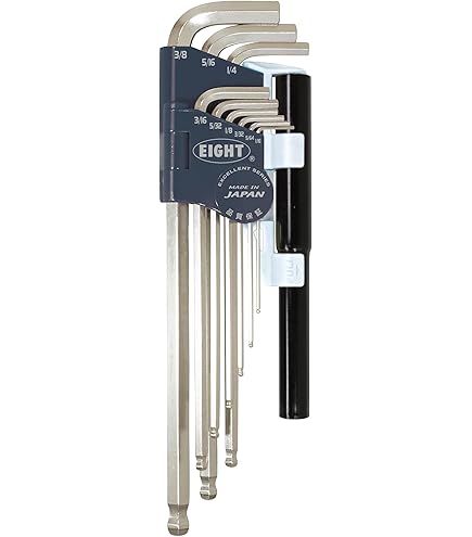 EIGHT TOOL TLS-9NP TAPER HEAD HEX KEY EXTRA LONG SET, METRIC, 9PC