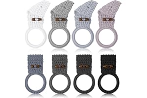 Hoolerry 8 Pcs Hanging Kitchen Towels Ring Crochet Hanging Dish Towel Holder Kitchen Towel Hanger with Hanging Loop Button for House Oven Stove Door, 8 Colors(Vivid Colors,Round)