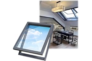 GENERIC Skylight Windows for House Roof with Double Layer Tempered Glass, Roof Lighting Well Window for Indoor Attic, Aluminium Window Cover for Garage/Basement/Loft/Dark Room(28x20")