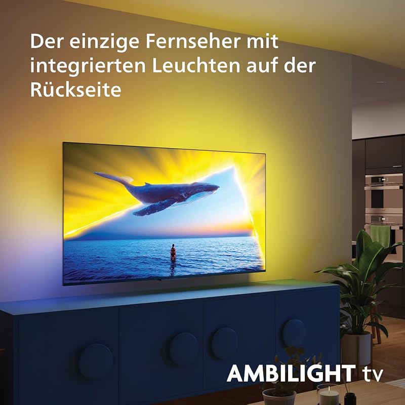 Ambilight 55PUS8109 4K LED Smart TV - 55-Zoll Display mit Pixel-präziser Ultra HD, Titan OS Plattform und Dolby Atmos, Funktioniert mit Alexa und Google Sprachassistent - Satiniertes Chrom
