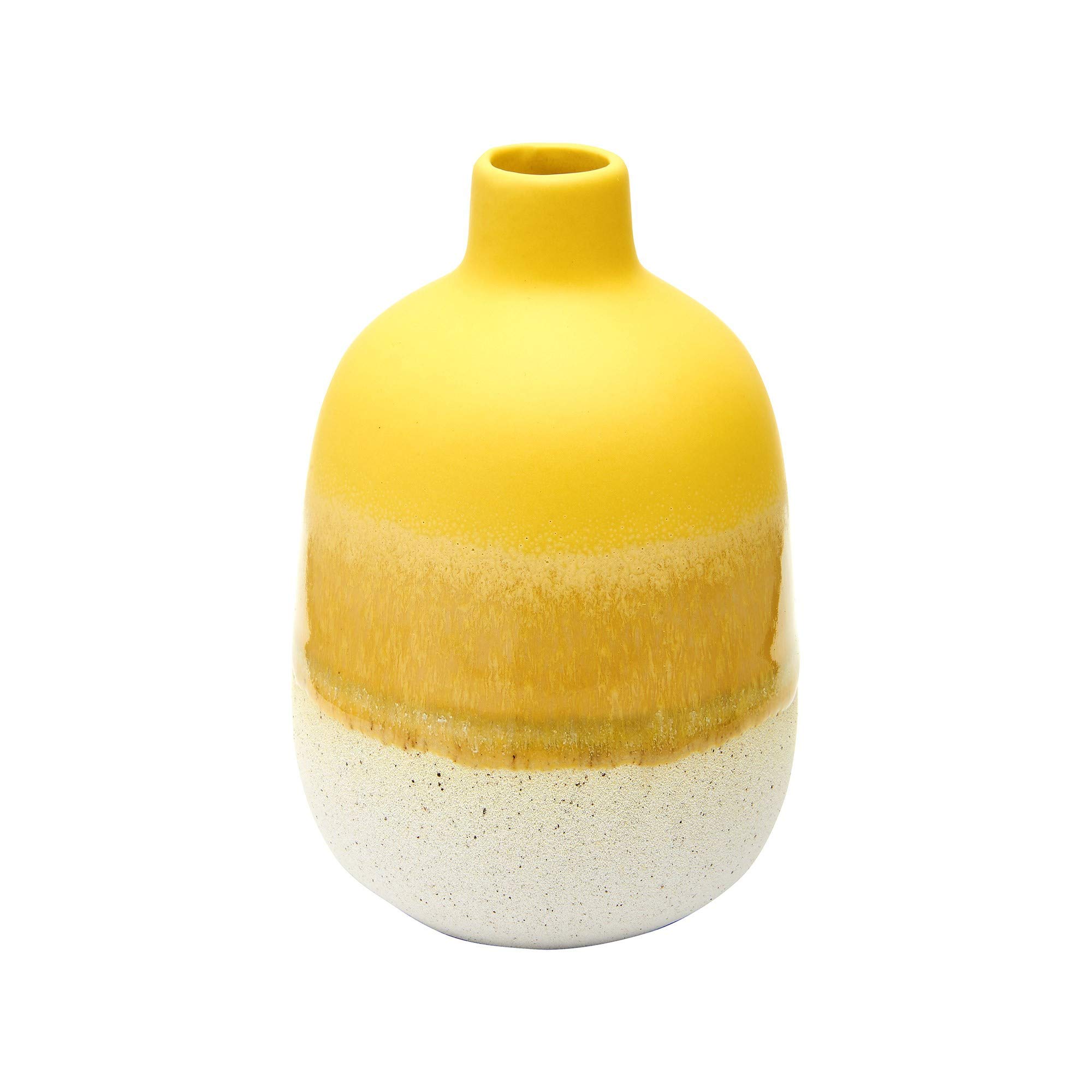 Sass & Belle Mojave Glaze Yellow Vase - Small Ceramic Vase for Table Decoration Modern Home Decor Accent Piece Decorative Flower Vases for House Gifts designed by Sass and Belle