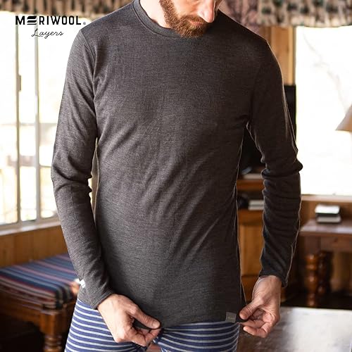 MERIWOOL Big and Tall Men's Long Sleeve Shirt Midweight Merino