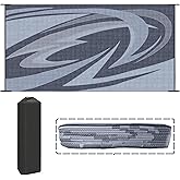 EEZ RV Products 9ft x 18ft Heavy Duty Reversible/Durable Outdoor Patio/RVing Camping Mats Come with Large Storage Bag & 6 Set
