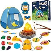 MITCIEN Kids Camping Play Tent with Toy Campfire / Marshmallow /Fruits Toys for Boys Girls Indoor Outdoor Pretend-Play Game