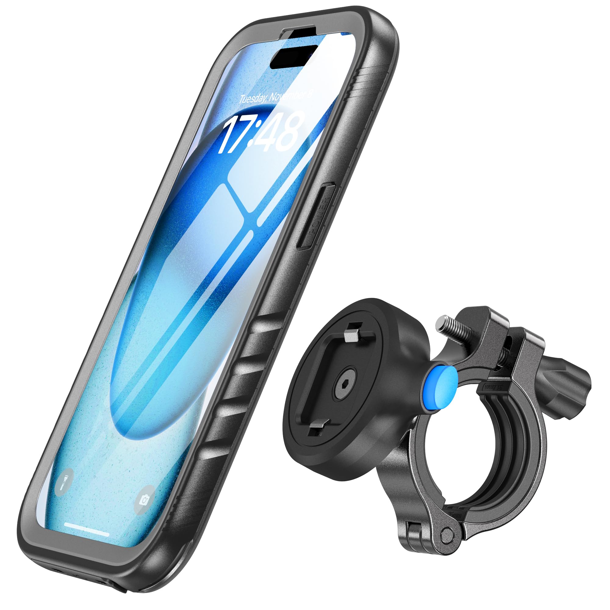 SPORTLINK Bike Phone Holder for iPhone 15 Waterproof - Motorcycle Phone Mount Aluminium 【360° Rotatable/1s Quick Release】 Bicycle Motorbike Handlebar Mountain Hard Bumper